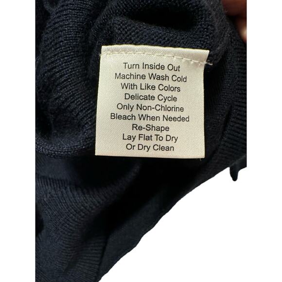 Joseph Abboud Extra Fine Merino Wool V Neck Long Sleeve Navy Sweater Men's L - Picture 7 of 7